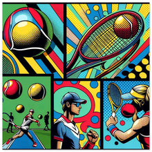 Lade das Bild in den Galerie-Viewer, &quot;Dynamic Rally - Pop Art Tennis&quot; Premium Poster auf mattem Papier
