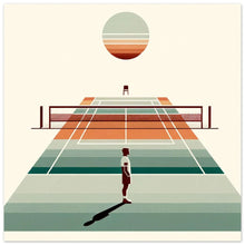 Lade das Bild in den Galerie-Viewer, &quot;Sunset Game - A Tennis Court&#39;s Serenity&quot; - Premium Poster auf mattem Papier
