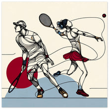 Load image into Gallery viewer, &quot;Courtside Elegance: Abstract Tennis Duo&quot; Premium Poster auf mattem Papier
