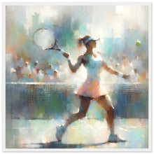 Load image into Gallery viewer, &quot;Courtside Grace – An Impressionist&#39;s Vision of Tennis&quot; Premium-Poster aus mattem Papier mit Holzrahmen

