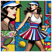 Load image into Gallery viewer, &quot;Retro Match Point - Vintage Tennis Glamour&quot; - Premium Poster auf mattem Papier
