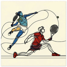 Lade das Bild in den Galerie-Viewer, &quot;Rhythmic Rally: Colorful Tennis Action&quot; Premium Poster auf mattem Papier
