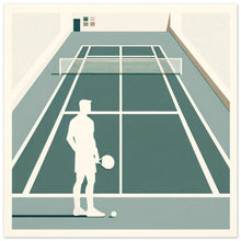 Lade das Bild in den Galerie-Viewer, &quot;Silent Serve – Minimalist Tennis Court Art&quot; Premium Poster auf mattem Papier
