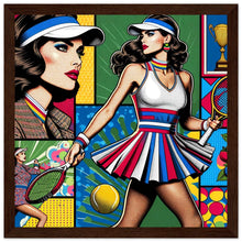Load image into Gallery viewer, &quot;Retro Match Point - Vintage Tennis Glamour&quot;  Premium-Poster aus mattem Papier mit Holzrahmen
