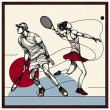 Load image into Gallery viewer, &quot;Courtside Elegance: Abstract Tennis Duo&quot; Premium-Poster aus mattem Papier mit Holzrahmen
