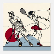 Lade das Bild in den Galerie-Viewer, &quot;Courtside Elegance: Abstract Tennis Duo&quot; Premium Poster auf mattem Papier
