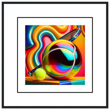 Load image into Gallery viewer, &quot;Psychedelic Spin - Tennis in Vivid Color&quot; Premium-Poster aus mattem Papier mit Holzrahmen
