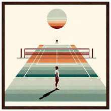 Lade das Bild in den Galerie-Viewer, &quot;Sunset Game - A Tennis Court&#39;s&quot; Premium Poster aus mattem Papier mit Holzrahmen
