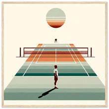 Load image into Gallery viewer, &quot;Sunset Game - A Tennis Court&#39;s&quot; Premium Poster aus mattem Papier mit Holzrahmen
