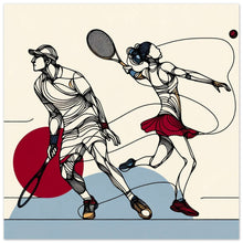 Lade das Bild in den Galerie-Viewer, &quot;Courtside Elegance: Abstract Tennis Duo&quot; Premium Poster auf mattem Papier
