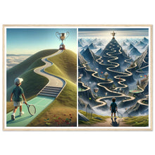 Load image into Gallery viewer, &quot;Path to Glory - Tennis Dreamscape&quot; Premium-Poster aus mattem Papier mit Holzrahmen 70x100cm
