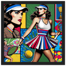 Lade das Bild in den Galerie-Viewer, &quot;Retro Match Point - Vintage Tennis Glamour&quot;  Premium-Poster aus mattem Papier mit Holzrahmen
