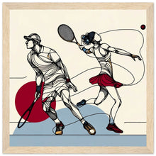 Lade das Bild in den Galerie-Viewer, &quot;Courtside Elegance: Abstract Tennis Duo&quot; Premium-Poster aus mattem Papier mit Holzrahmen
