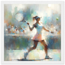 Load image into Gallery viewer, &quot;Courtside Grace – An Impressionist&#39;s Vision of Tennis&quot; Premium-Poster aus mattem Papier mit Holzrahmen
