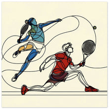 Load image into Gallery viewer, &quot;Rhythmic Rally: Colorful Tennis Action&quot; Premium Poster auf mattem Papier
