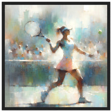 Lade das Bild in den Galerie-Viewer, &quot;Courtside Grace – An Impressionist&#39;s Vision of Tennis&quot; Premium-Poster aus mattem Papier mit Holzrahmen
