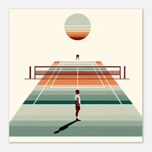 Lade das Bild in den Galerie-Viewer, &quot;Sunset Game - A Tennis Court&#39;s Serenity&quot; - Premium Poster auf mattem Papier
