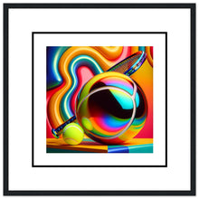 Load image into Gallery viewer, &quot;Psychedelic Spin - Tennis in Vivid Color&quot; Premium-Poster aus mattem Papier mit Holzrahmen
