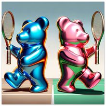 Lade das Bild in den Galerie-Viewer, &quot;Match Point Marvels: Gummy Bears Tennis Duel&quot; Premium Poster auf mattem Papier
