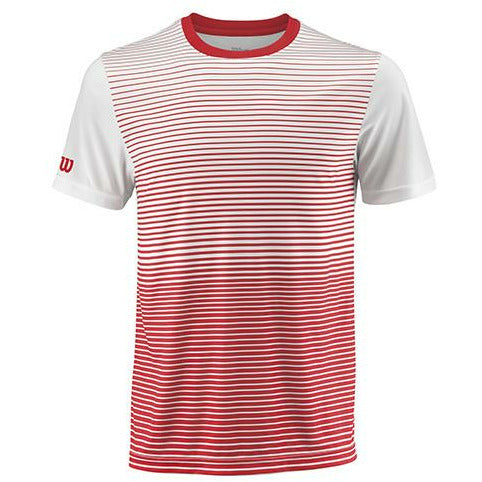 Wilson Team Striped Shirt Crew Boys Rot Weiß - Tennisbase Shop